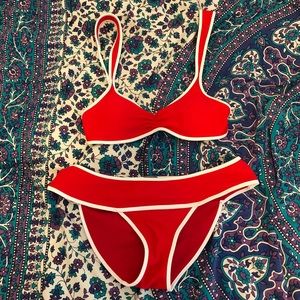 Brand New Red Aerie Bathing Suit With White Trim!